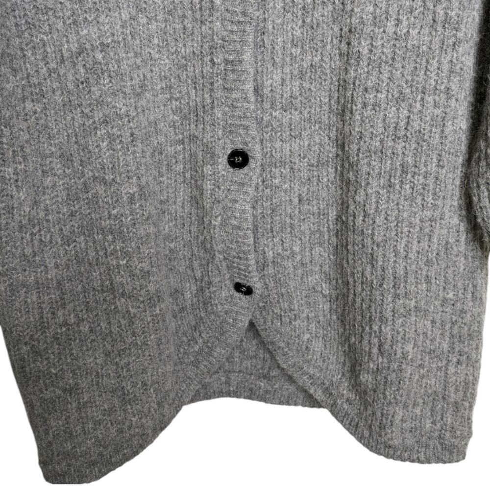 Meimeij Alpaca Mohair Cardigan Sweater Medium Ribbed Tunic Bubble Sleeve Gray - Picture 4 of 11